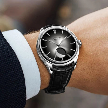 BORMAN 41.5mm 5ATM Waterproof Mechanical Watches Moon Phase Luxury Designer Men Dress Automatic Wristwatch