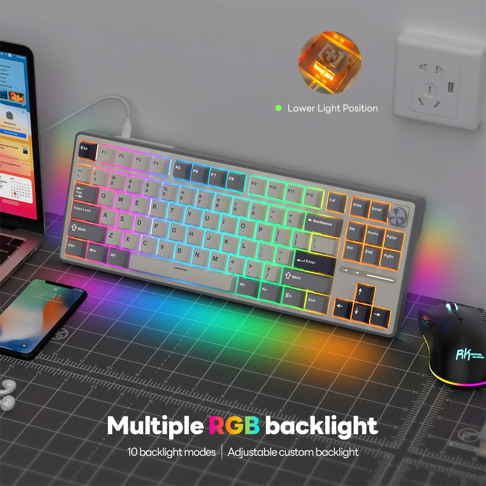 RK Royal Kludge RK R87Pro Gasket Wired Gamer Keyboard Hot-swappable 88 Keys Mechanical Keyboard 88% RGB Backlit With PBT Keycaps