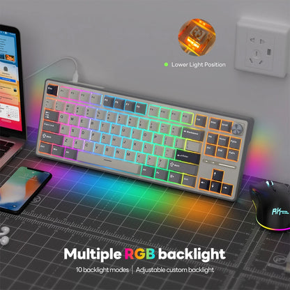 RK Royal Kludge RK R87Pro Gasket Wired Gamer Keyboard Hot-swappable 88 Keys Mechanical Keyboard 88% RGB Backlit With PBT Keycaps