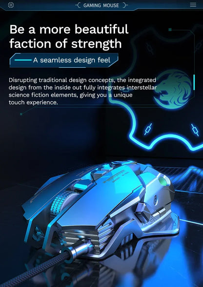 Mouse mecanic cu fir pentru PC gaming esports, RGB, 6400 DPI, atracție magnetică, contragreutate DIY