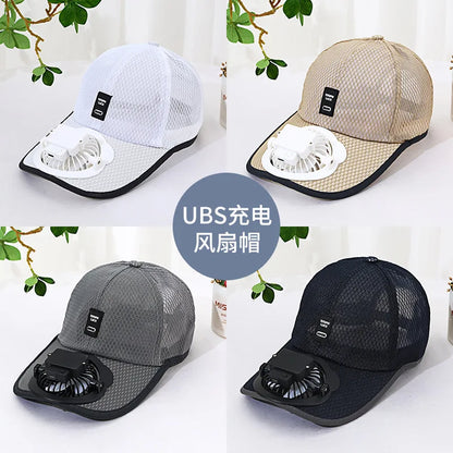 Rechargeable Fan Baseball Net Hat Sun Protection Duck Tongue Breathable Net Hat For Couples Outdoor Travel Men Women mz129