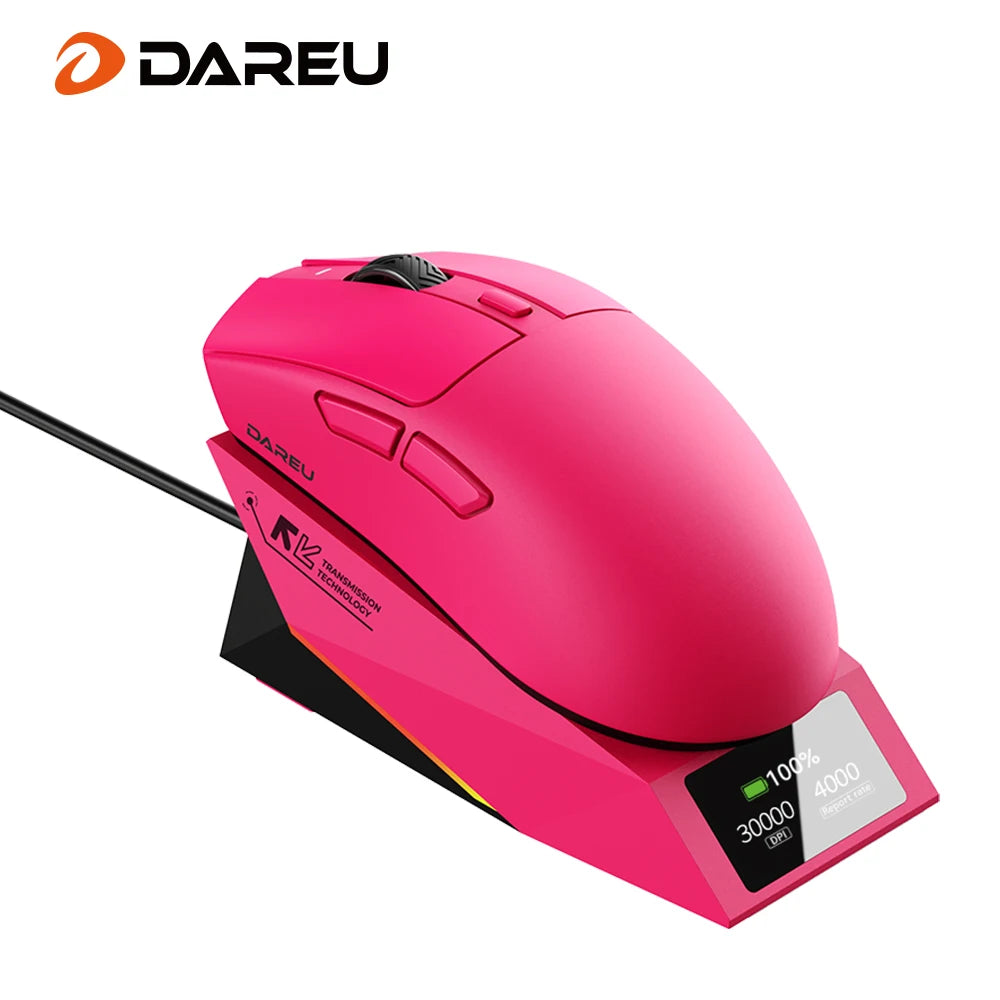 DAREU draadloze gamingmuis 8khz polling rate AIM-750 (3950) 30000 DPI tri-mode gamermuis 60g met oplaadstation