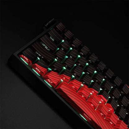 Contour Black and Red Side Engraved Translucent Keycaps PBT 128 Key Cherry Keycaps Suitable for Wooting Mechanical Keyboards