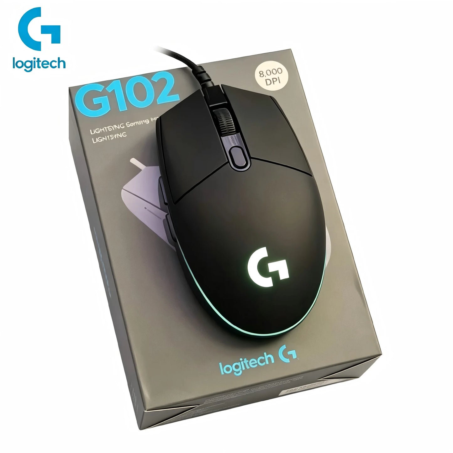 Logitech G102 mus kablet gamingmus 8000DPI optisk effekt e-sport G102 USB-kablet mus med PC