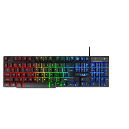 Spanish Keyboard with Ñ Russian Keyboard ISO 100% Layout 104 Keys Spanish Russian Gaming Keyboard Mouse Kit Backlight Wired T20