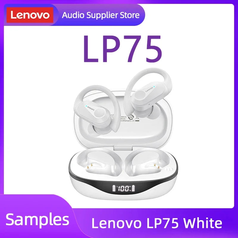 Lenovo LP75 TWS Bluetooth 5.3 Wireless Earphones – LED Display, Noise Reduction, Waterproof True Wireless Earbuds with Microphone & Deep Bass Sound