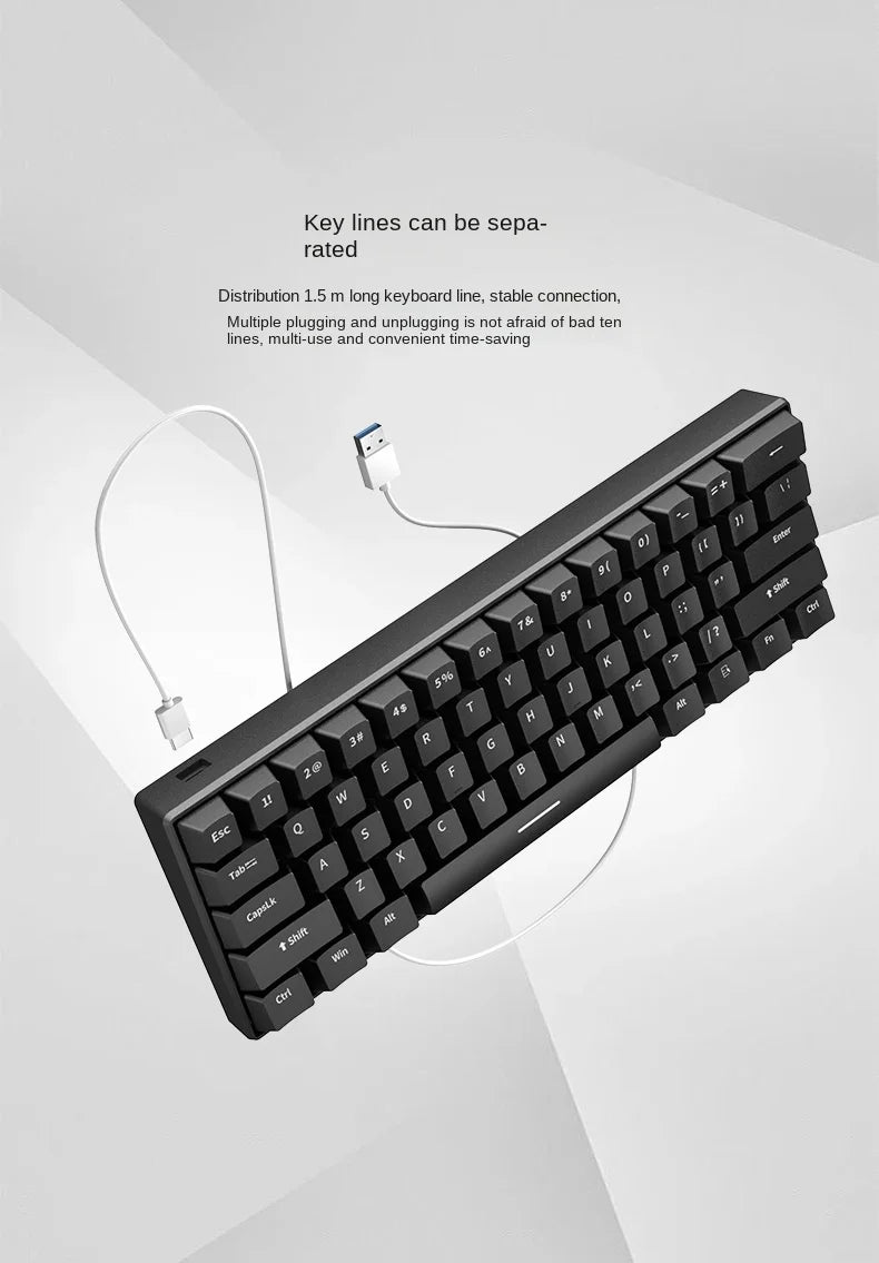 Mechanical keyboard Gamer keyboards mini Usb 61-Key Computer 60% kit upgrade Wired ergonomic semi mechanical white teclado pc