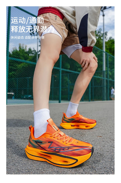 Løbesko til maraton, specialudgave til mænd, sportssko med kulfiberplade, åndbare, ultralette, komfortable, atletiske, støddæmpende, stabile sneakers til kvinder