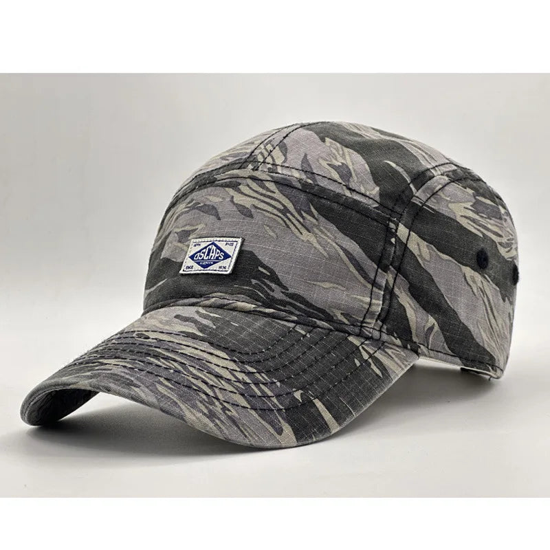 Workwear Style Camo Short Brim Baseball Cap for Men Women, Trendy Unisex Outdoor Sun Protection Peak Hat