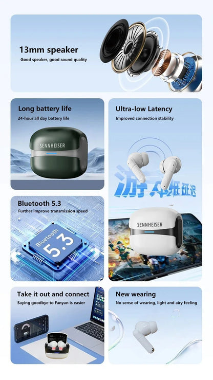 SENNHEISER TWS Earbuds Wireless Bluetooth Earphones Game Headphones For IOS /Android /HarmonyOS Motion Headset With Mic Earohone