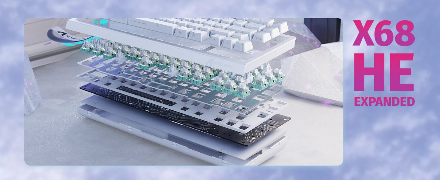 ATTACK SHARK X68 HE Rapid Trigger mechanische Gaming-Tastatur 60% kabelgebunden mit einstellbarer Auslösung, Hall-Effekt-Magnetschalter, 8KH