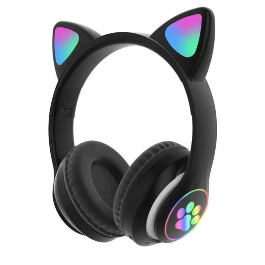 Oreille de chat mignon Bluetooth casque Compatible avec LED casque sans fil enfants filles stéréo pliant sport casque avec Microphone