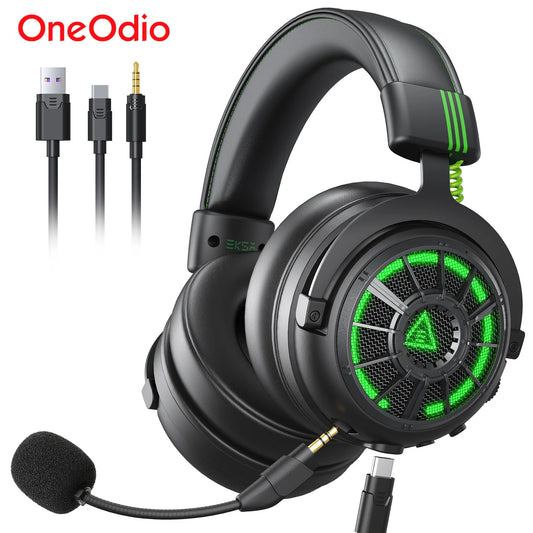 OneOdio EKSA StarEngine Pro Wired Gaming Headset 7.1 Surround Sound Headphones with ENC Mic, USB Type-C 3.5mm PC Gaming Headset for PS5 PS4 Xbox