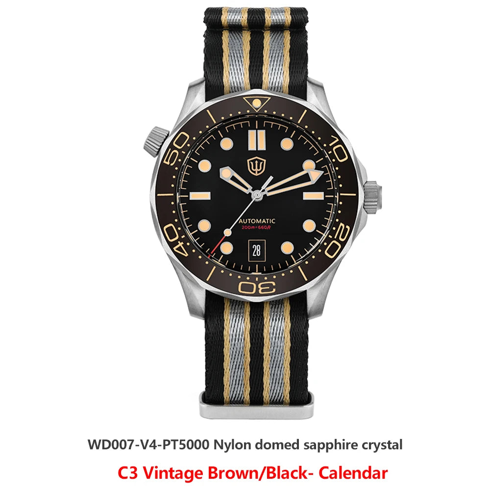 Watchdives WD007 V4 Titanium NTTD Dive Watch PT5000 Automatic Movement Sapphire Super Luminous Domed Crystal 42mm Men Watches