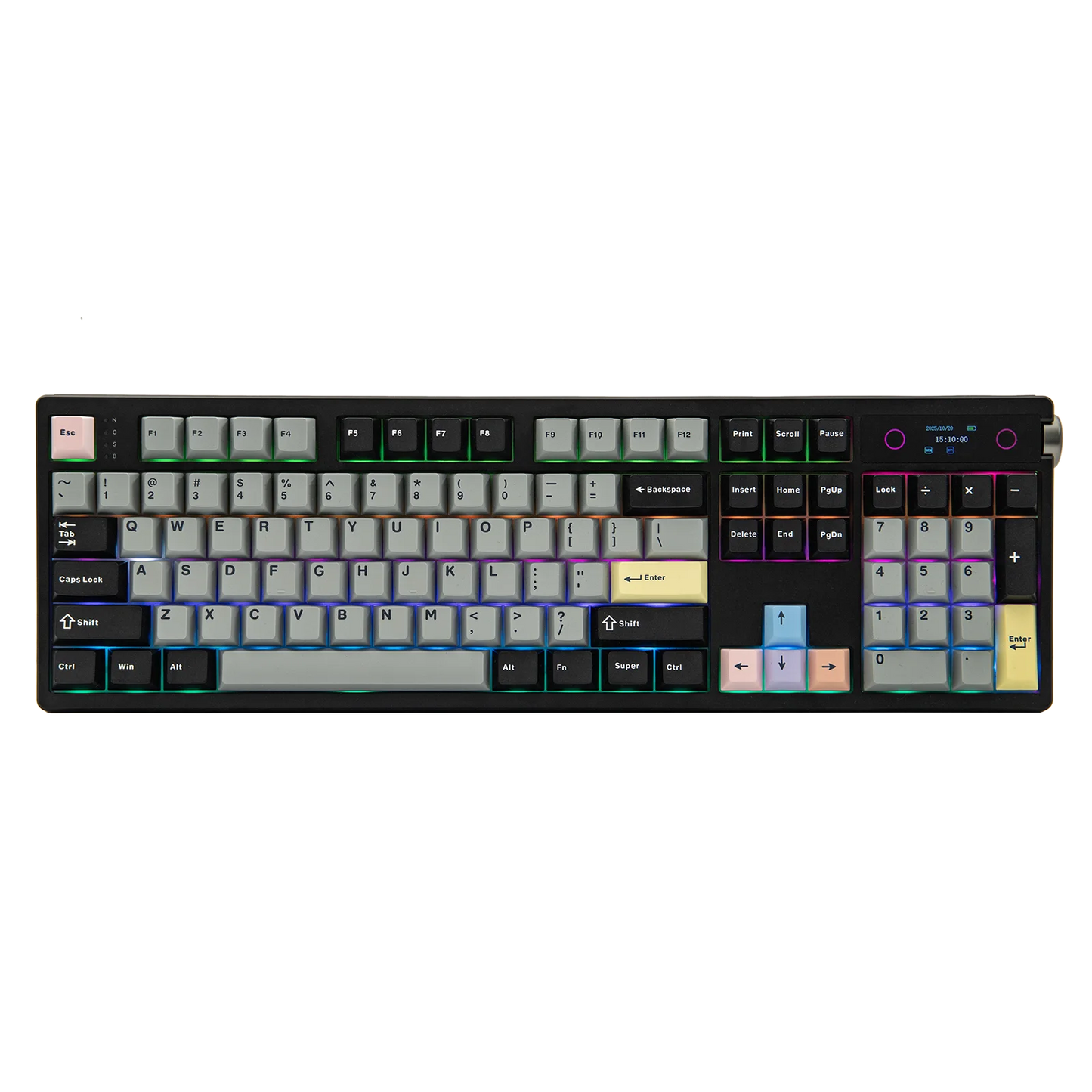 Teclado mecánico EPOMAKER TH108 PRO 100% de tamaño completo, hot-swap, con cable/BT/inalámbrico 2.4Ghz, pantalla y perilla, batería de 10000mAh