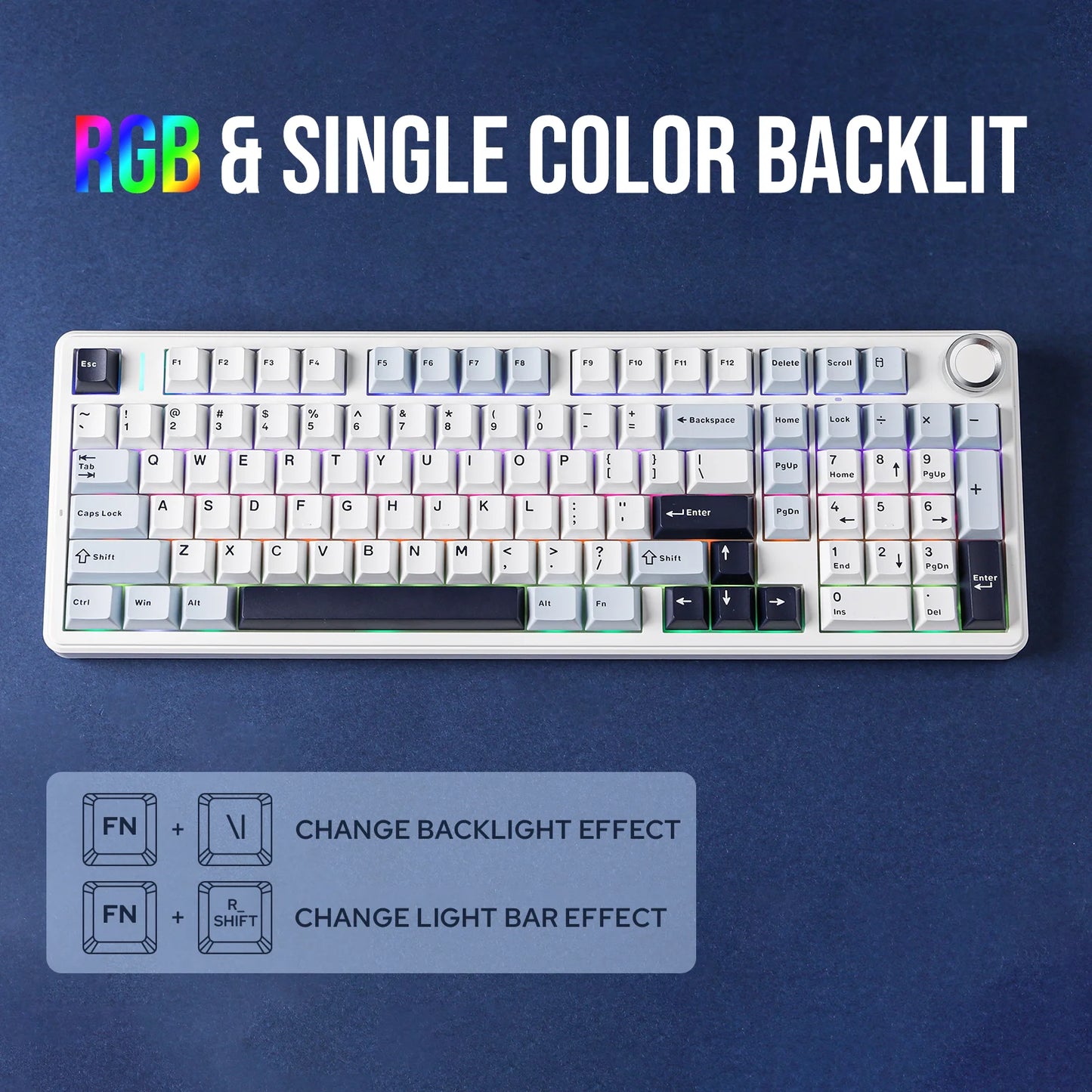 AULA F99 PRO 96% Layout Hot-Swappable Gasket-Mounted Wired/Bluetooth/2.4GHz Wireless Mechanical Keyboard for Mac/Win