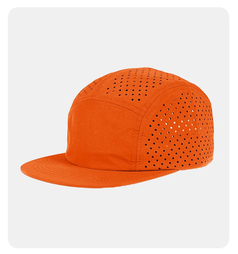 Quick-Dry 5 Panel Running Cap Laser Cut Perforated Breathable Sport Hat Ultra-Lightweight Soft Top Baseball Cap for Men Women