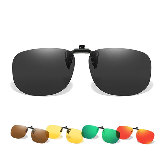 VIVIBEE Flip Up Clip On Sunglasses Fishing Polarized Men 47mm Clips For Eyeglasses Square UV400 Outdoor Driving Shades