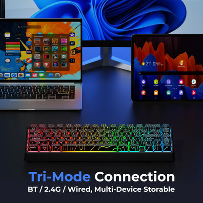 XVX M67 JadeStone Mechanical Keyboard 65% Tri-Mode Wireless Keyboard, Hot Swappable RGB Mechanical Keyboard with IMD Keycaps, Gasket Mount Gaming Keyboard