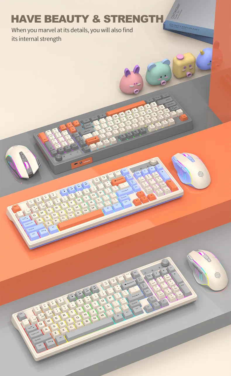 Dual Bluetooth Keyboard 2.4G Wireless Keyboard RGB Backlight Rechargeable Gaming Keyboard For MacBook iPad Tablet PC Accessories