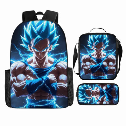 Dragon Ball 3Pcs/Set Backpacks Goku Vegeta Cartoon Print Lunch Bag Pencil Bags Student Casual School Bags Return To School Gift