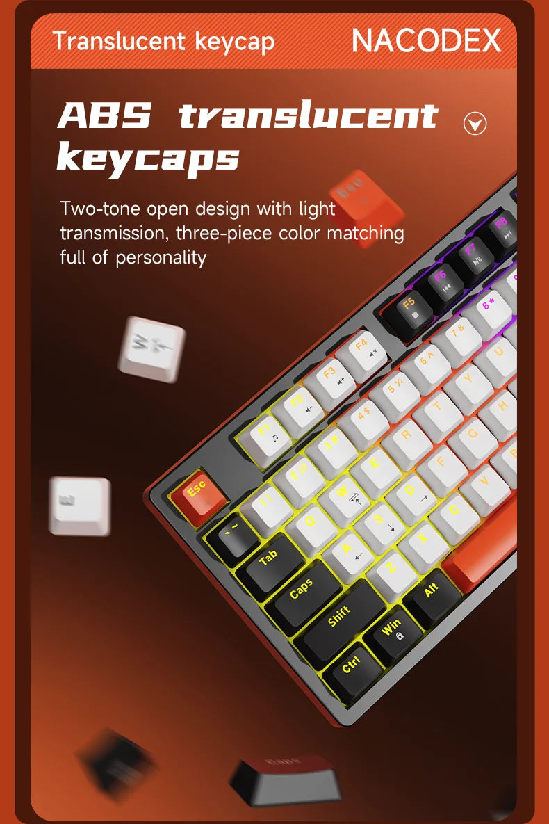 AJAZZ NK98 Wired Mechanical Keyboard: Full-Key Hot-Swap, 98-Key Layout for Precise Performance; Wired, Stable Control, Multi-System Compatibility; Windows Vista/XP/7/8/10/17, Mac: Wired connection for stable control and low l