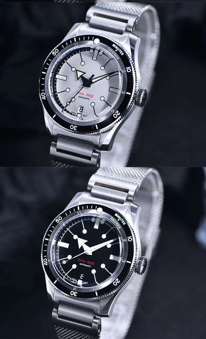 SEA KNIGHT Men 200M Waterproof Diving Watch Sapphire Crystal 316L Steel Mesh Belt C3 Luminous NH35A Automatic Mechanical Watch