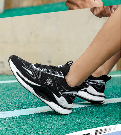 Chaussures de course légères et respirantes pour hommes, baskets à absorption des chocs Popcorn, chaussures de sport d'extérieur flexibles et antidérapantes, été automne
