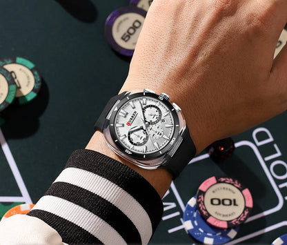 Orologio da uomo CURREN – Nuovo modello di lusso al quarzo, cinturino in silicone, stile sportivo, multifunzione, impermeabile, luminescente, con datario e cronometro.
