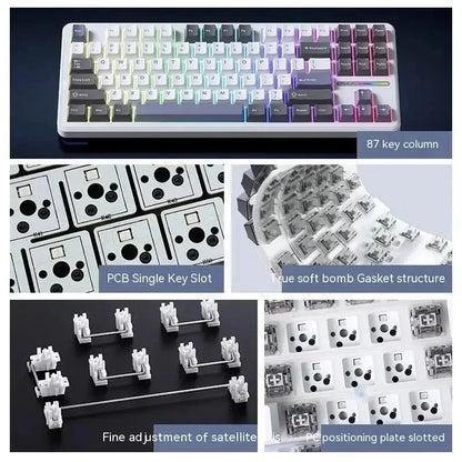 AULA F87 Pro Mechanical Keyboard 2.4g/Usb/Bluetooth Tri Mode Wireless 87 Key 5 Layer Silencing Filling Suitable For Gam Original