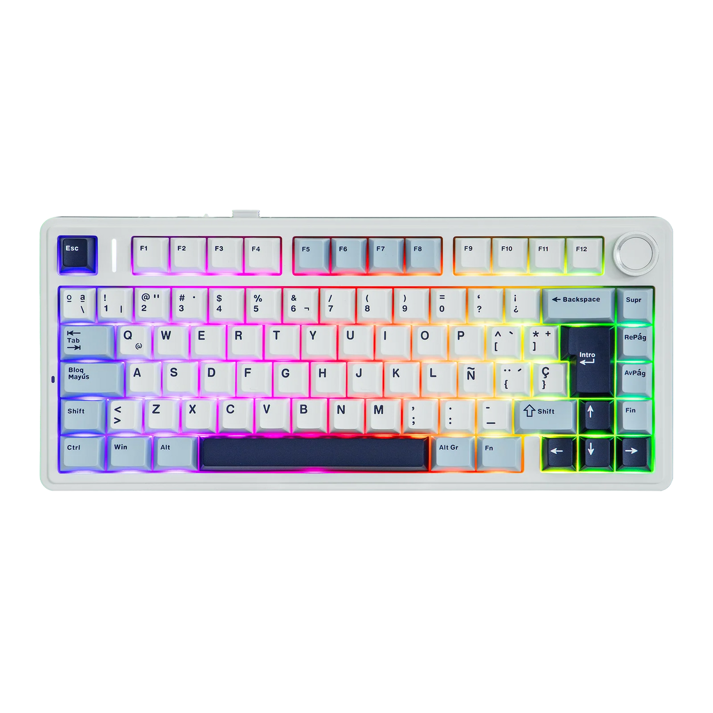 EPOMAKER AULA F75 ISO-ES 75% QWERTY español, teclado mecánico gaming inalámbrico con cable/Bluetooth/2.4GHz, hot-swap, montaje gasket y retroiluminación RGB