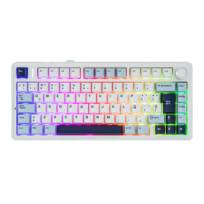 EPOMAKER AULA F75 ISO-ES 75% QWERTY español, teclado mecánico gaming inalámbrico con cable/Bluetooth/2.4GHz, hot-swap, montaje gasket y retroiluminación RGB