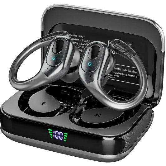 Écouteurs sportifs TWS Bluetooth 6.0 HIFI Bass, écouteurs sans fil avec bouton LED, écouteurs mains libres, suppression du bruit, casque étanche
