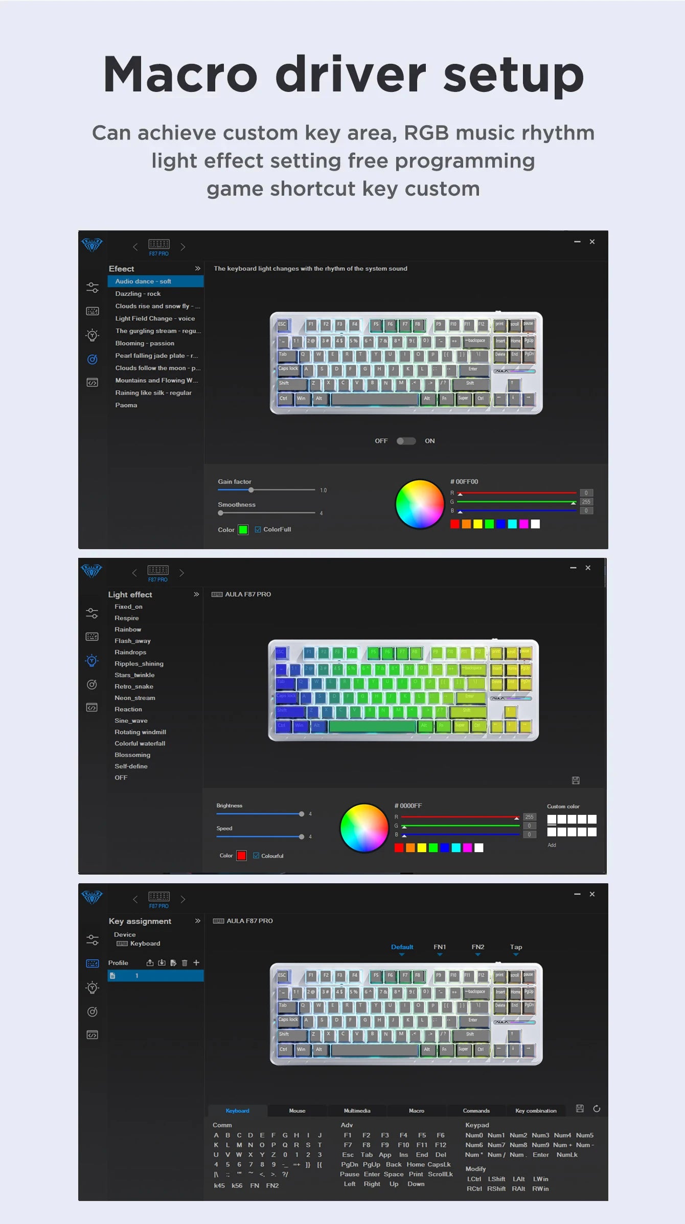 AULA F87 Pro Mechanical Keyboard 2.4g/Usb/Bluetooth Tri Mode Wireless 87 Key 5 Layer Silencing Filling Suitable For Gam Original