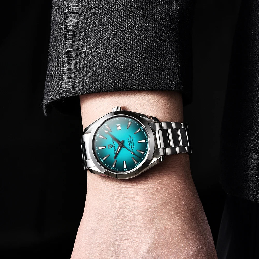 PAGANI DESIGN luxury men’s watch – Mechanical automatic model (calibre 8215), stainless steel, water-resistant, with date display and luminescent hands
