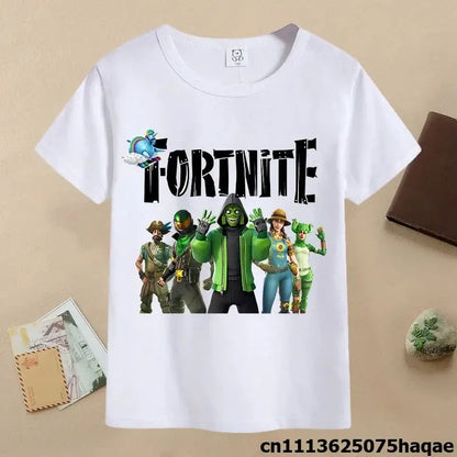 Sommer-Fortnite-Kinder-T-Shirt mit Cartoon-Spielfigur-Print, lässiges Sport-T-Shirt für Jungen, kurzärmelig, Kinderbekleidung