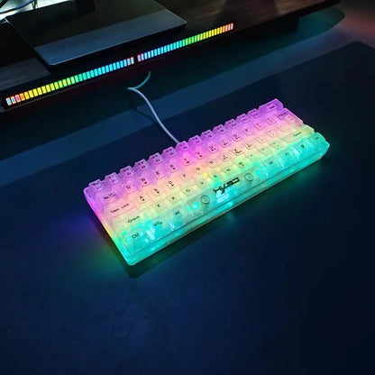 HXSJ V700 60% Wired Transparent Gaming Keyboard, RGB Backlit 61 Keys Compact USB Gaming Keyboard for PC, Mac & Laptop