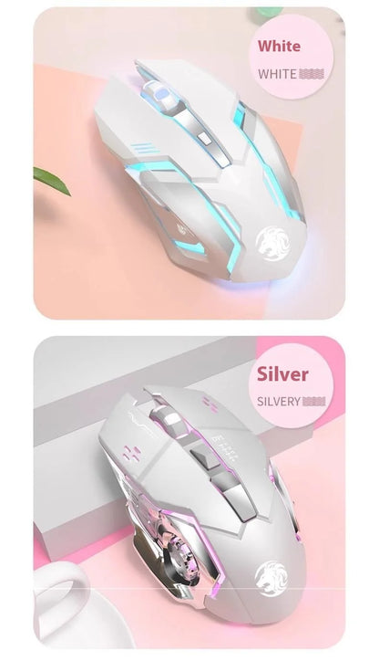 Frontline trådbunden gamingmus i rosa, tyst mekanisk esportmus, trådlös Bluetooth-datormus för kontor, elegant och söt för tjejer