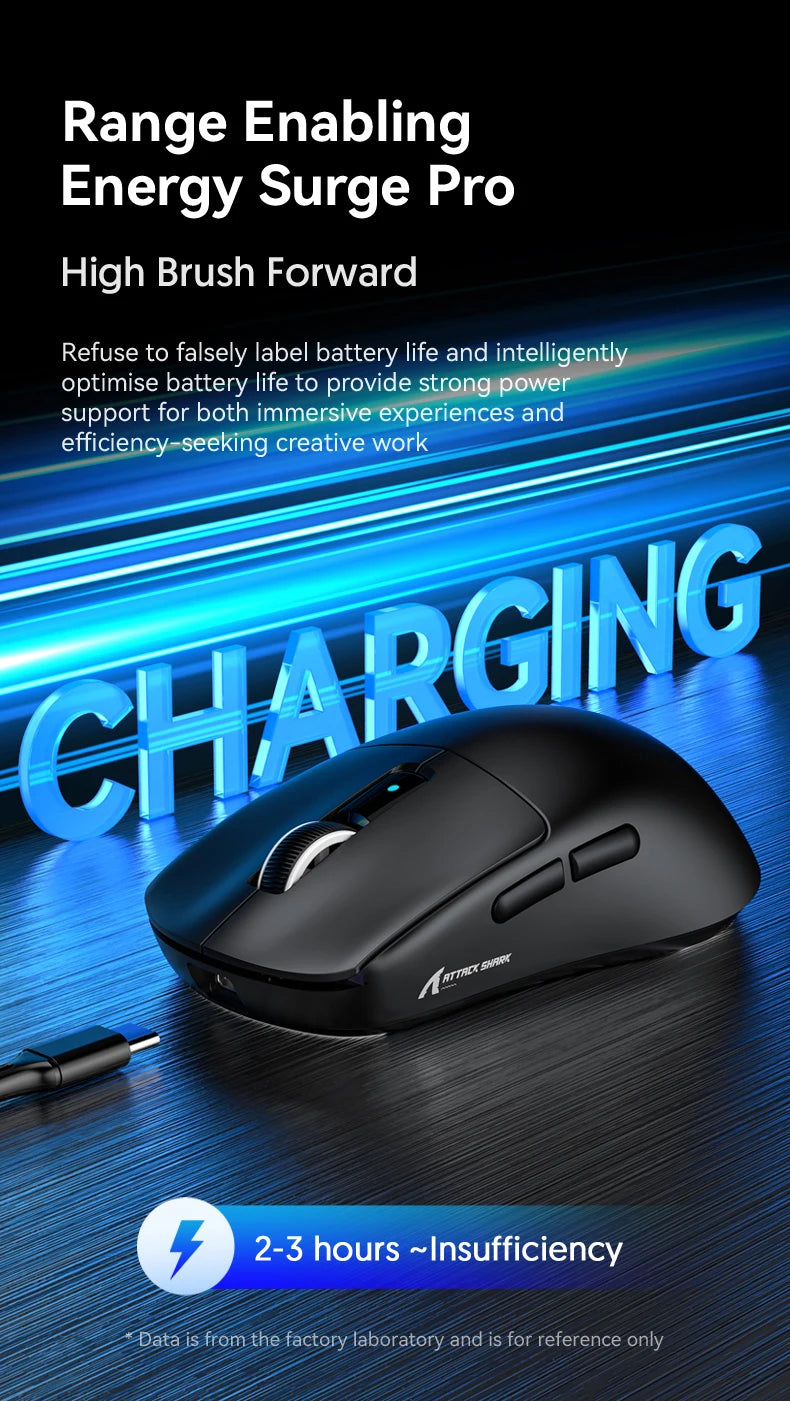 ATTACK SHARK R6 PAW3950MAX Ασύρματο Gaming Ποντίκι, 8Khz Polling, Υπερελαφρύ 39g, Nordic 52840 MCU, Οπτικοί Μικροδιακόπτες Omron