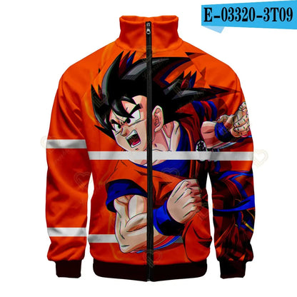 Anime Goku Dragon Ball Jacket Men Women Harajuku Hip Hop Japanese Zip Up Hoodies Goku Clothes Stand Collar Sweatshirt