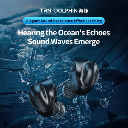 TRN Dolphin Wired Earphones with 10mm Dual Magnetic Dynamic Driver, Liquid Metal HiFi In-Ear Headphones, High Resolution Audio Earbuds