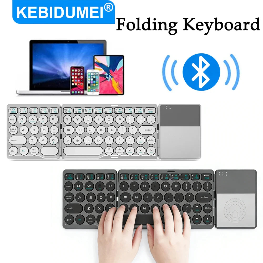 „Bluetooth“ sulankstoma klaviatūra, mini belaidė įkraunama klaviatūra su jutikliniu pultu, nešiojama universali klaviatūra, skirta „Windows“, „Android“ ir „iOS“
