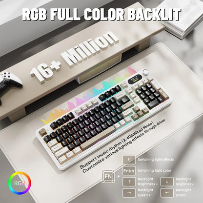 ATTACK SHARK X98Pro Wireless Mechanical Keyboard with Screen & Knob, Tri-mode Gasket Hot Swappable RGB Keyboard, Web Driver