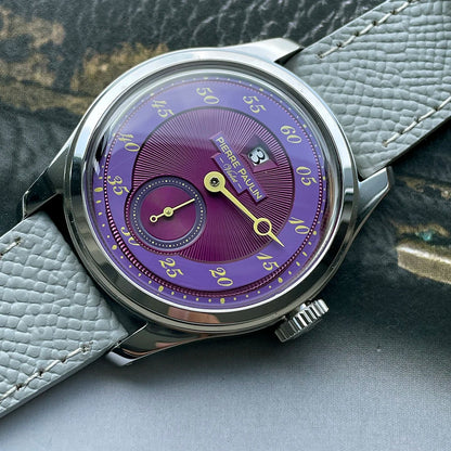 Spot goods NEW Pierre Paulin Jumping Hour Men Watch Salmon Dial Automatic St17 Mechanical Watch Vintage Date Window 38mm