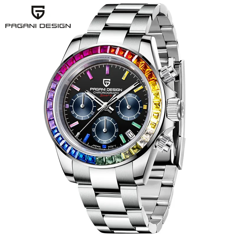 Montre-bracelet pour homme PAGANI DESIGN – Chronographe de luxe, mouvement à quartz MIYOTA VK63, verre saphir, étanche, style sportif