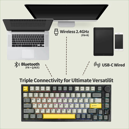 Ajazz AK820 Pro 75% Gasket-mounted Wired/Bluetooth 5.1/2.4G Wireless Mechanical Keyboard with TFT Screen for Win/Mac