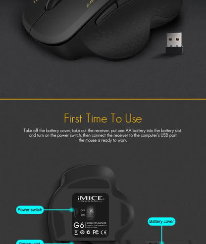 Wireless Gaming Mouse 2.4GHz Ergonomic Optical Mouse with USB Receiver, 1600 DPI Wireless Gaming Mouse for Laptop, PC & Desktop