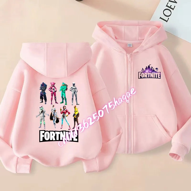 New Fortnites Child Zip-up Hoodie Cartoon Anime Hoodies Casual Breathable Kids Boys Coat Jackets 2026 Spring Children Clothing