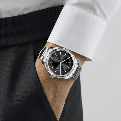 Ceas cu cuarț HANNAH MARTIN, 40 mm, pentru bărbați, brățară din oțel inoxidabil negru, rezistent la apă până la 3 bari, stil sport-chic
