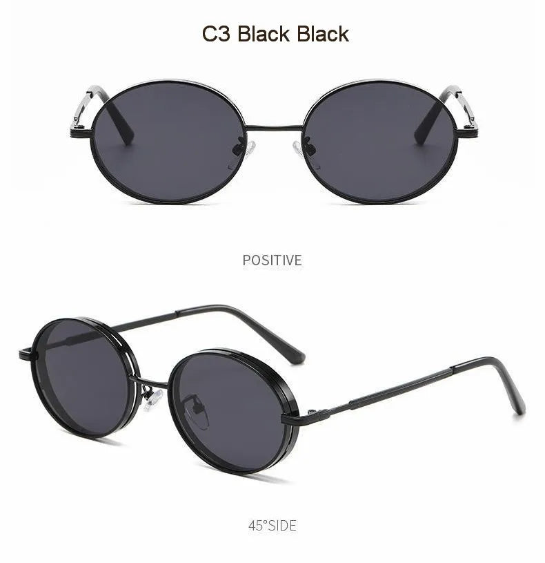 Oval Steampunk Sunglasses For Women Retro Sun Glasses Male Female Brand Designer Metal Frame Eyewear Lentes De Sol Mujer